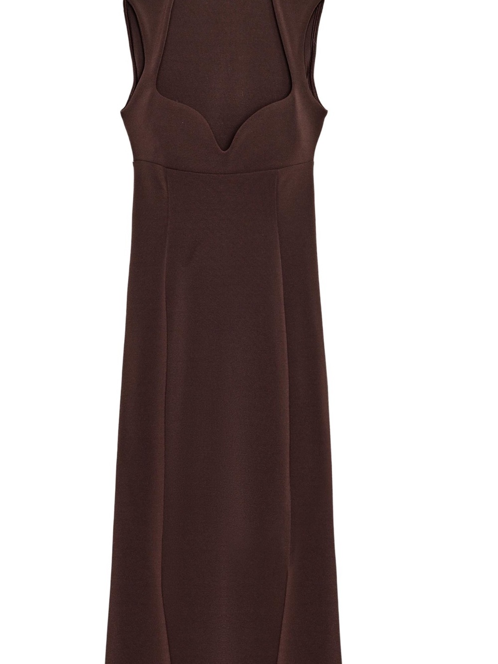 Ara Sleeveless Dark Brown Maxi Dress with Sculpted Neckline